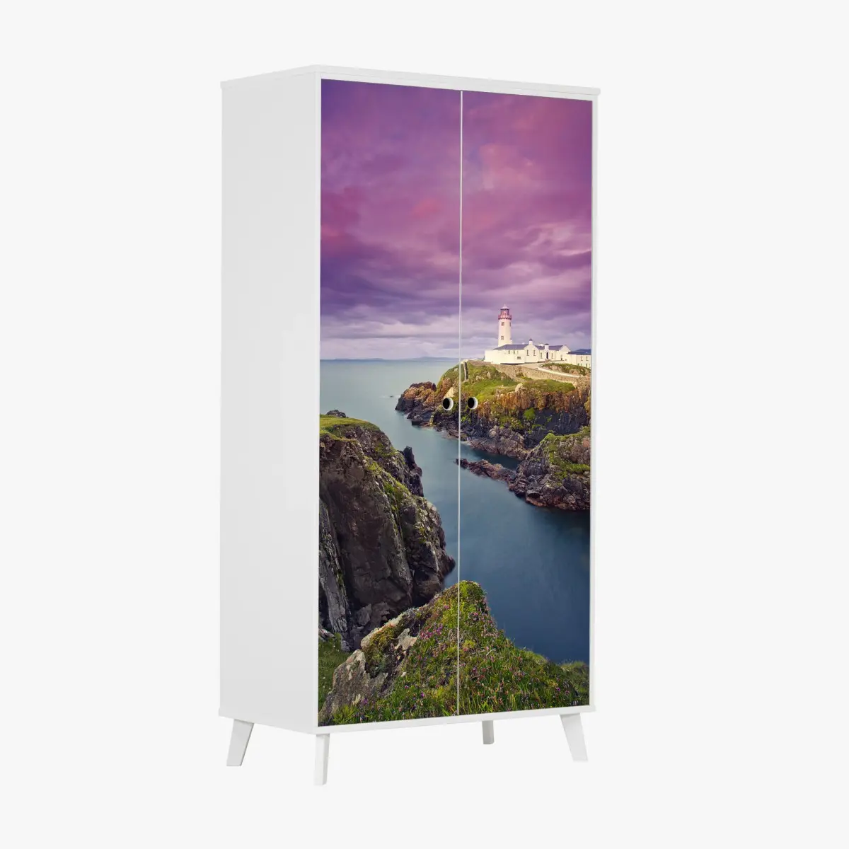 Wardrobe sticker purple coastal lighthouse at dusk ⁕ Wallissimo® Wardrobe sticker purple coastal lighthouse at dusk ⁕ Wallissimo®