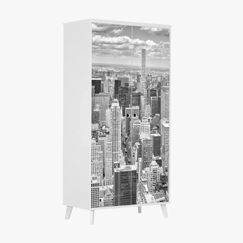 Wardrobe sticker New York skyline in monochrome