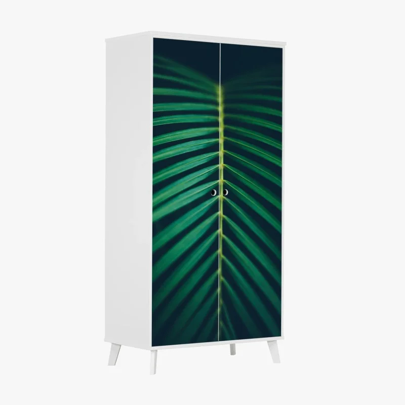 Wardrobe sticker vertical palm leaf close-up