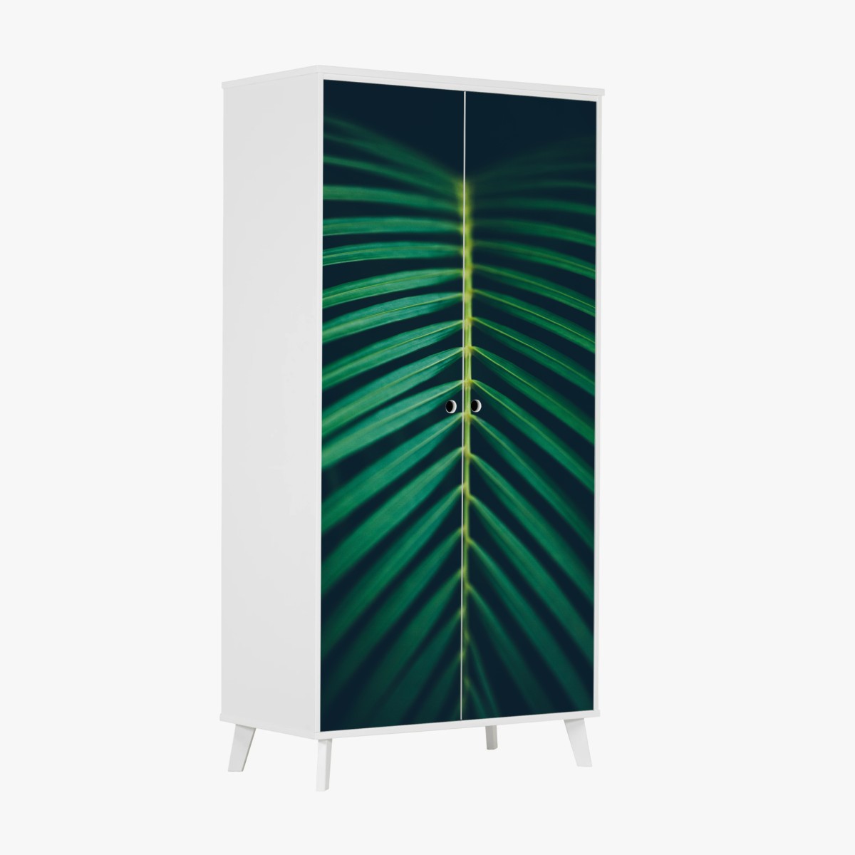 Wardrobe sticker vertical palm leaf close-up • Wallissimo® Wardrobe sticker vertical palm leaf close-up • Wallissimo®