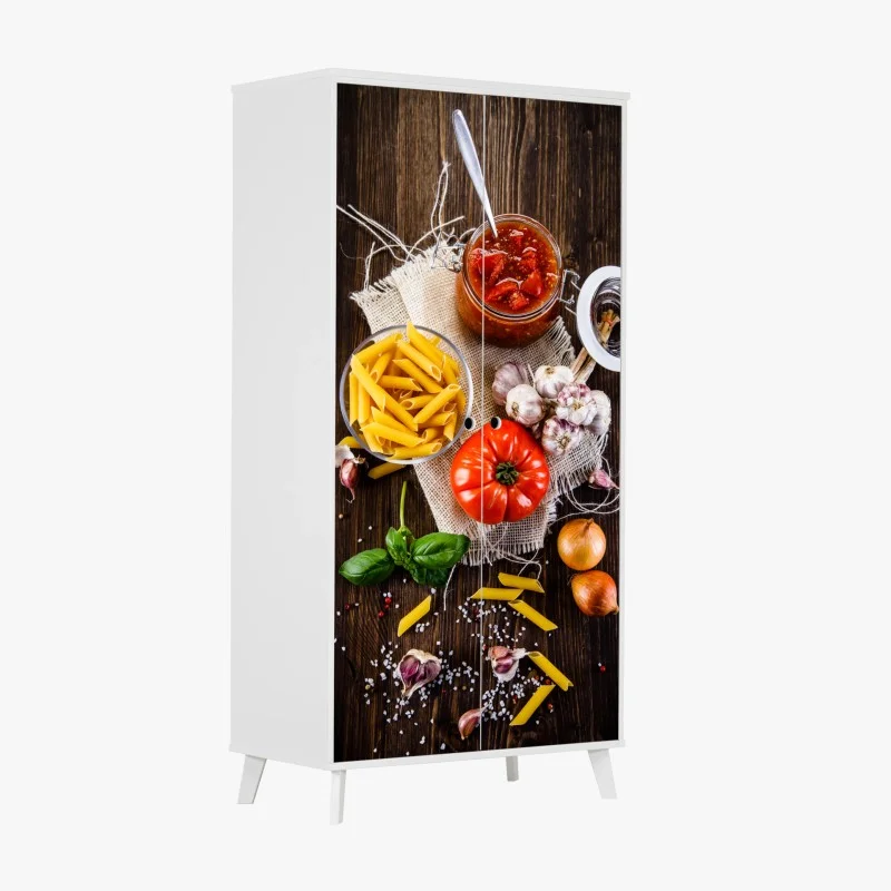 Wardrobe sticker rustic italian pasta ingredients flat lay