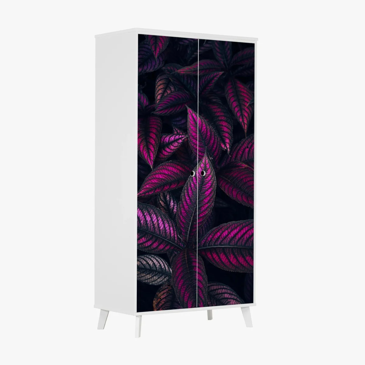 Wardrobe sticker vivid purple foliage pattern • Wallissimo® Wardrobe sticker vivid purple foliage pattern • Wallissimo®