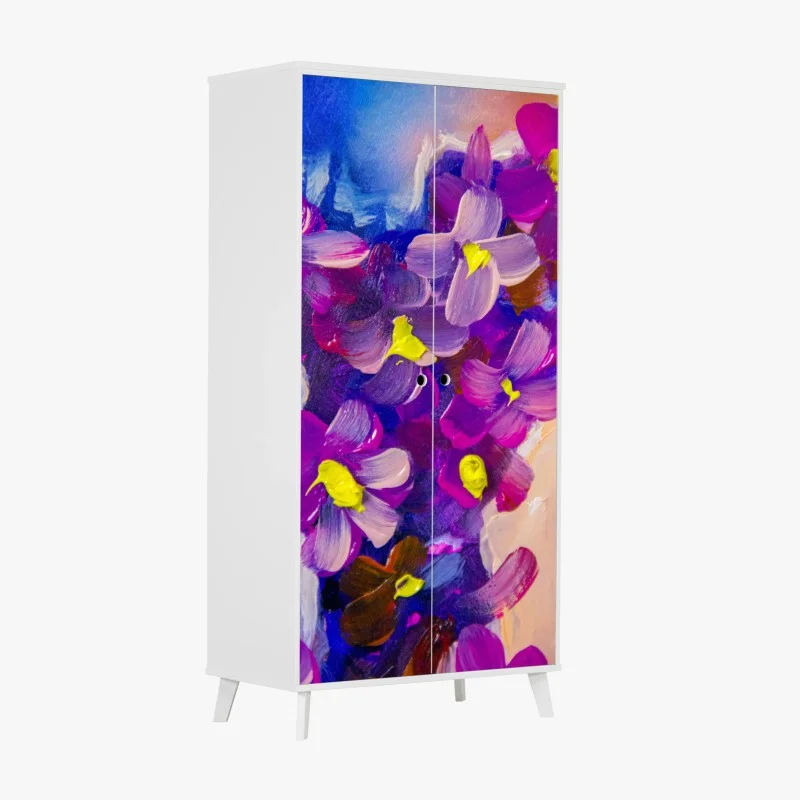 Wardrobe sticker vibrant violet floral bouquet