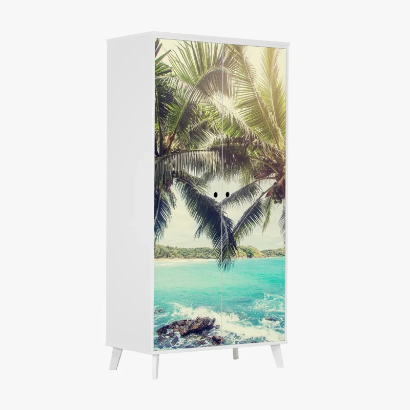 Wardrobe sticker tropical coconut palms by turquoise sea