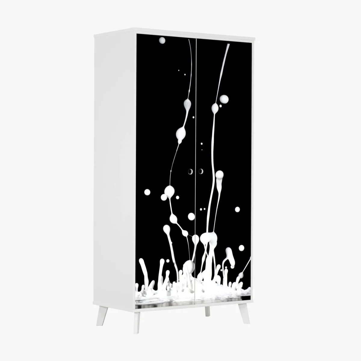 Wardrobe sticker white liquid splash on black background ⁕ Wallissimo® Wardrobe sticker white liquid splash on black background ⁕ Wallissimo®