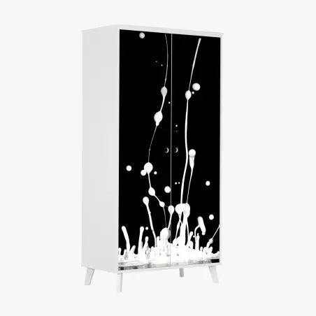 Wardrobe sticker white liquid splash on black background • Wallissimo®