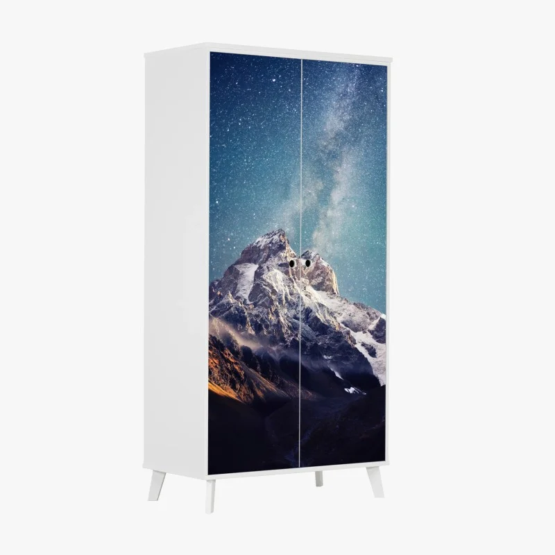 Wardrobe sticker starry night over Ushba mountain