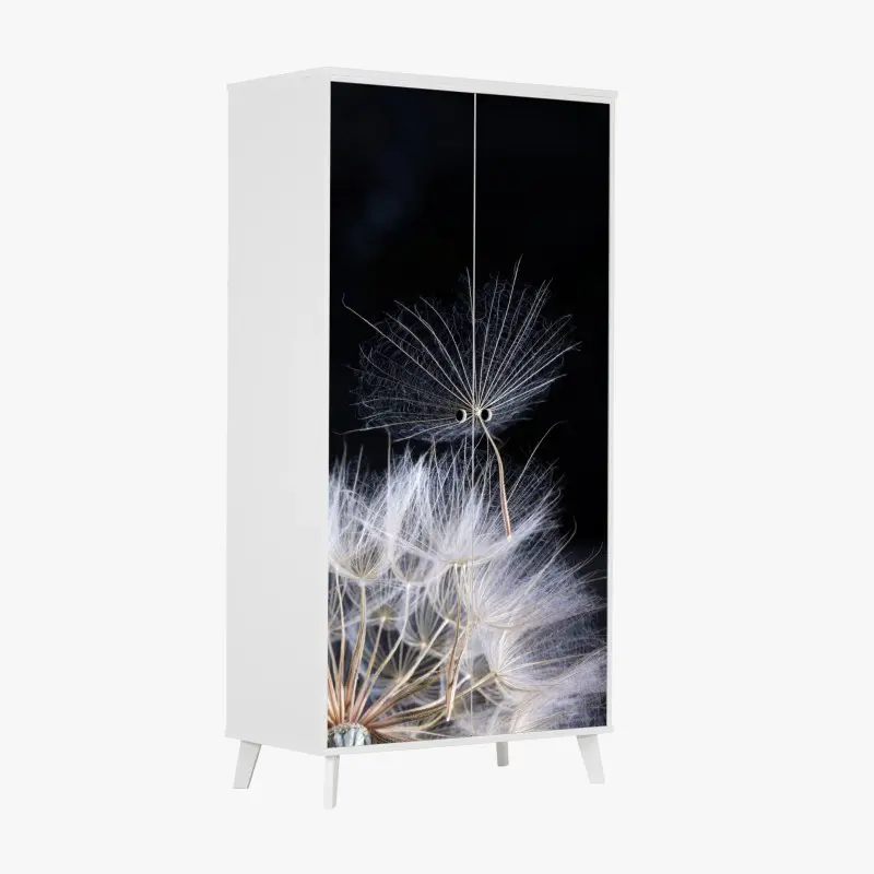 Wardrobe sticker delicate dandelion seed on black