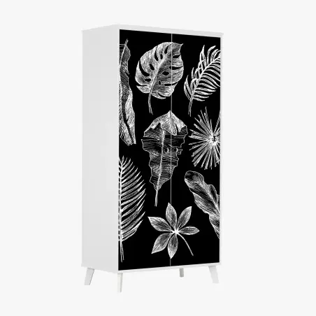 Wardrobe sticker monochrome botanical leaf composition • Wallissimo®