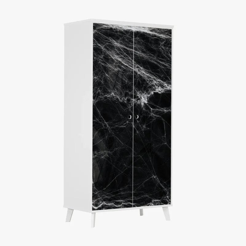 Wardrobe sticker eerie cobweb on black background