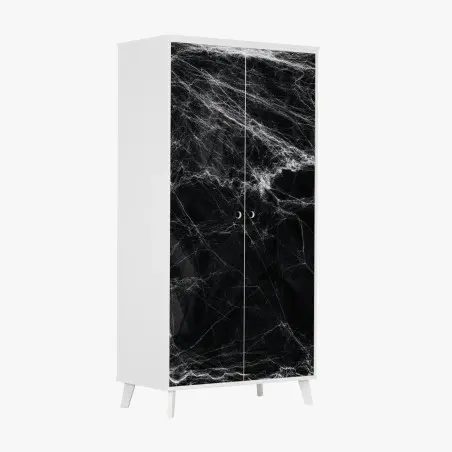 Wardrobe sticker eerie cobweb on black background • Wallissimo®