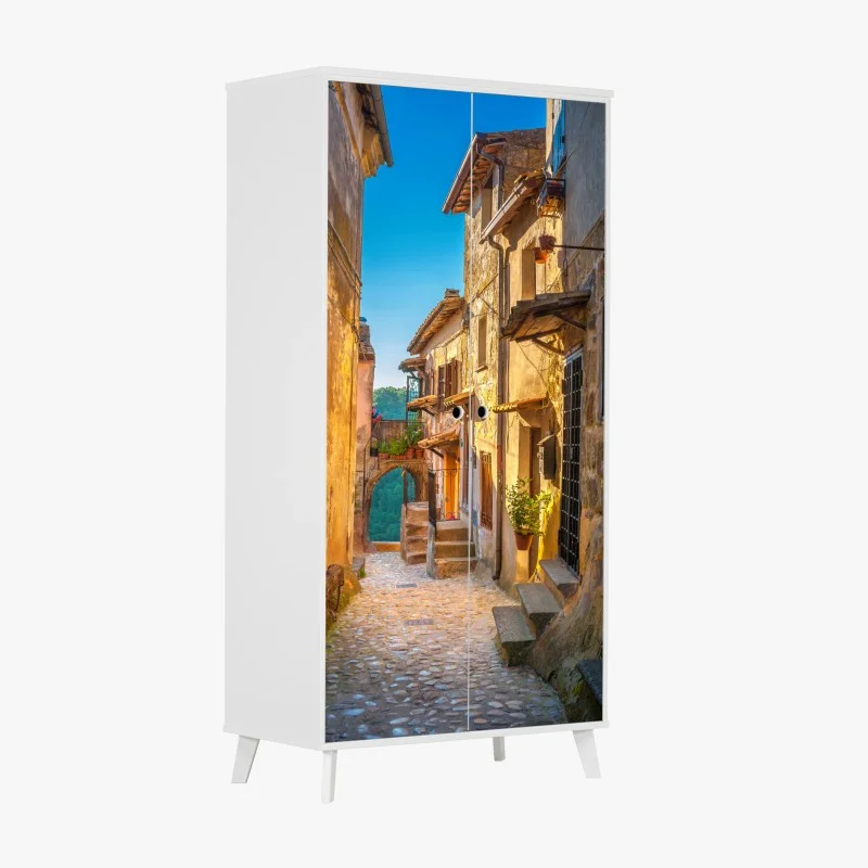 Wardrobe sticker sunlit street in Tuscany