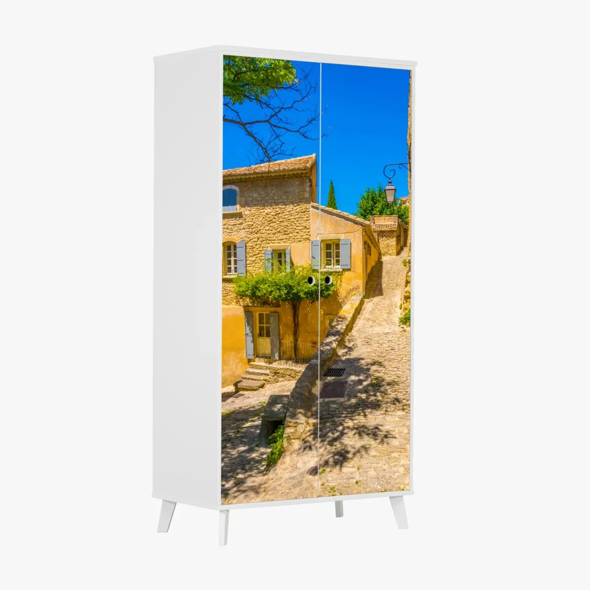 Wardrobe sticker sunlit stone village street • Wallissimo® Wardrobe sticker sunlit stone village street • Wallissimo®