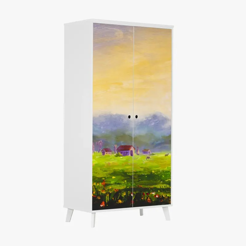 Wardrobe sticker dawn over a summer meadow