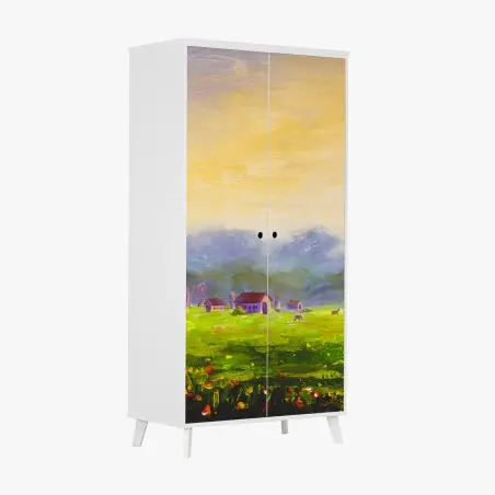 Wardrobe sticker dawn over a summer meadow • Wallissimo®
