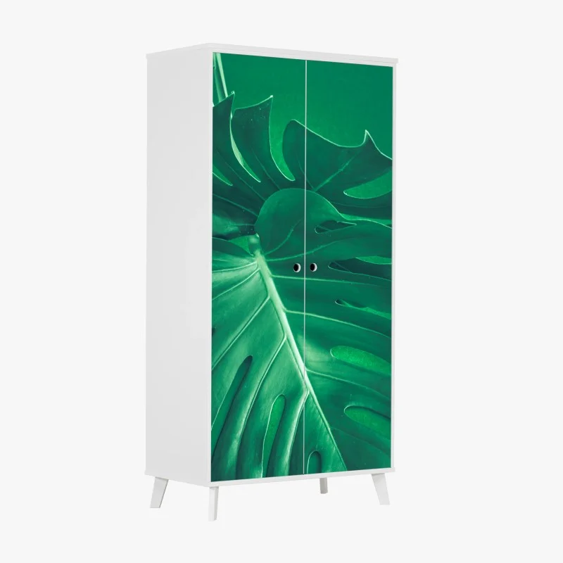 Wardrobe sticker lush monstera leaf close-up