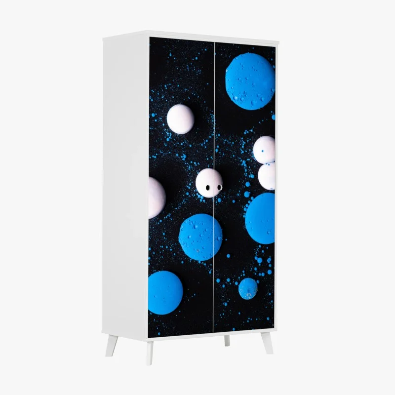Wardrobe sticker blue marble liquid pattern