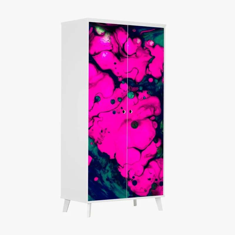 Wardrobe sticker neon pink fluid abstract