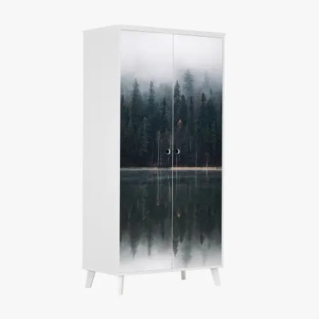 Wardrobe sticker misty forest reflection • Wallissimo®