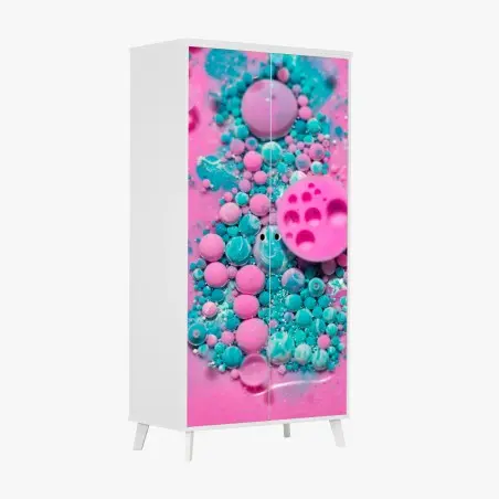 Wardrobe sticker pink and turquoise marble abstract • Wallissimo®