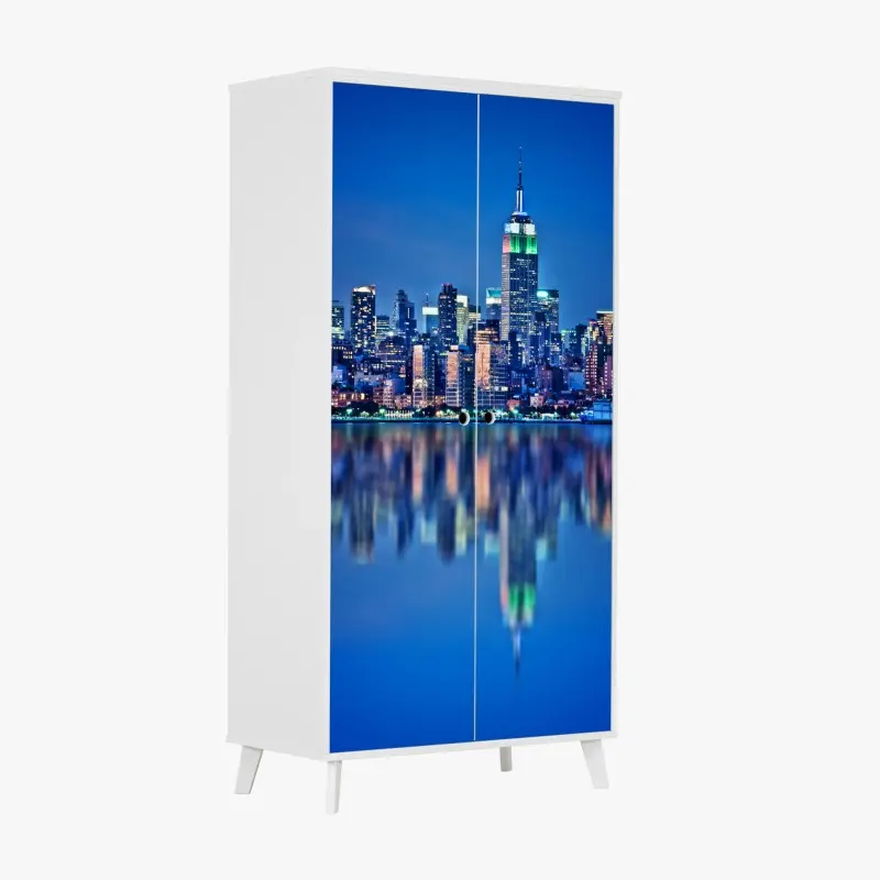 Wardrobe sticker New York skyline reflections at night