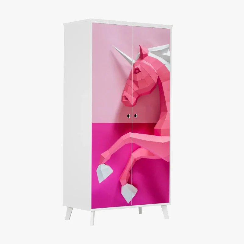 Wardrobe sticker pink geometric unicorn wall art