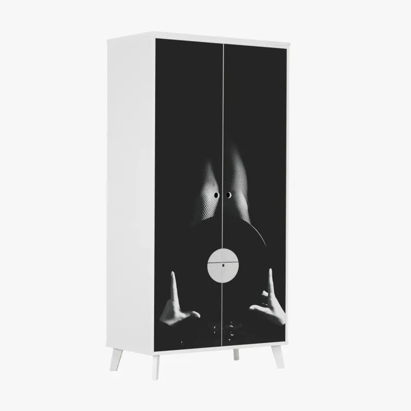 Wardrobe sticker vinyl record and fishnet legs