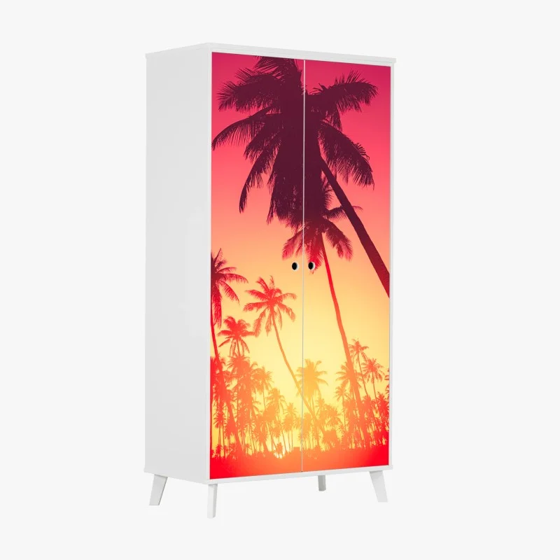 Wardrobe sticker tropical sunset palms