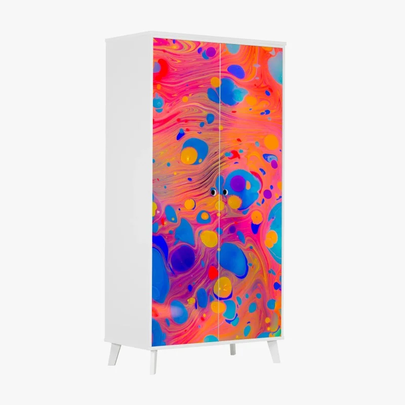 Wardrobe sticker ottoman ebru marbling abstract waves