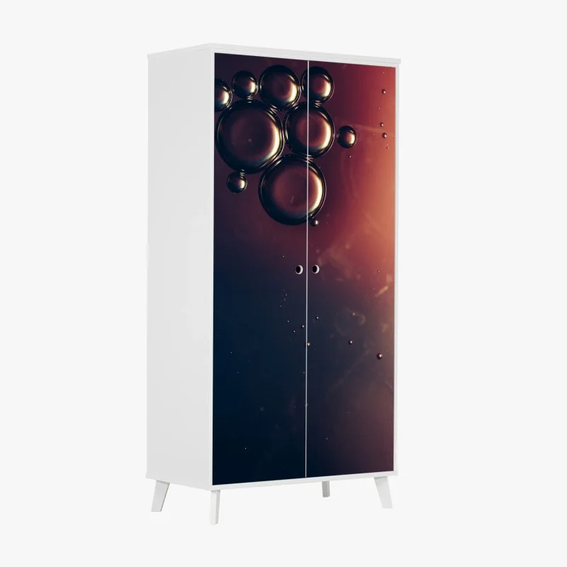 Wardrobe sticker floating oil bubbles on deep gradient