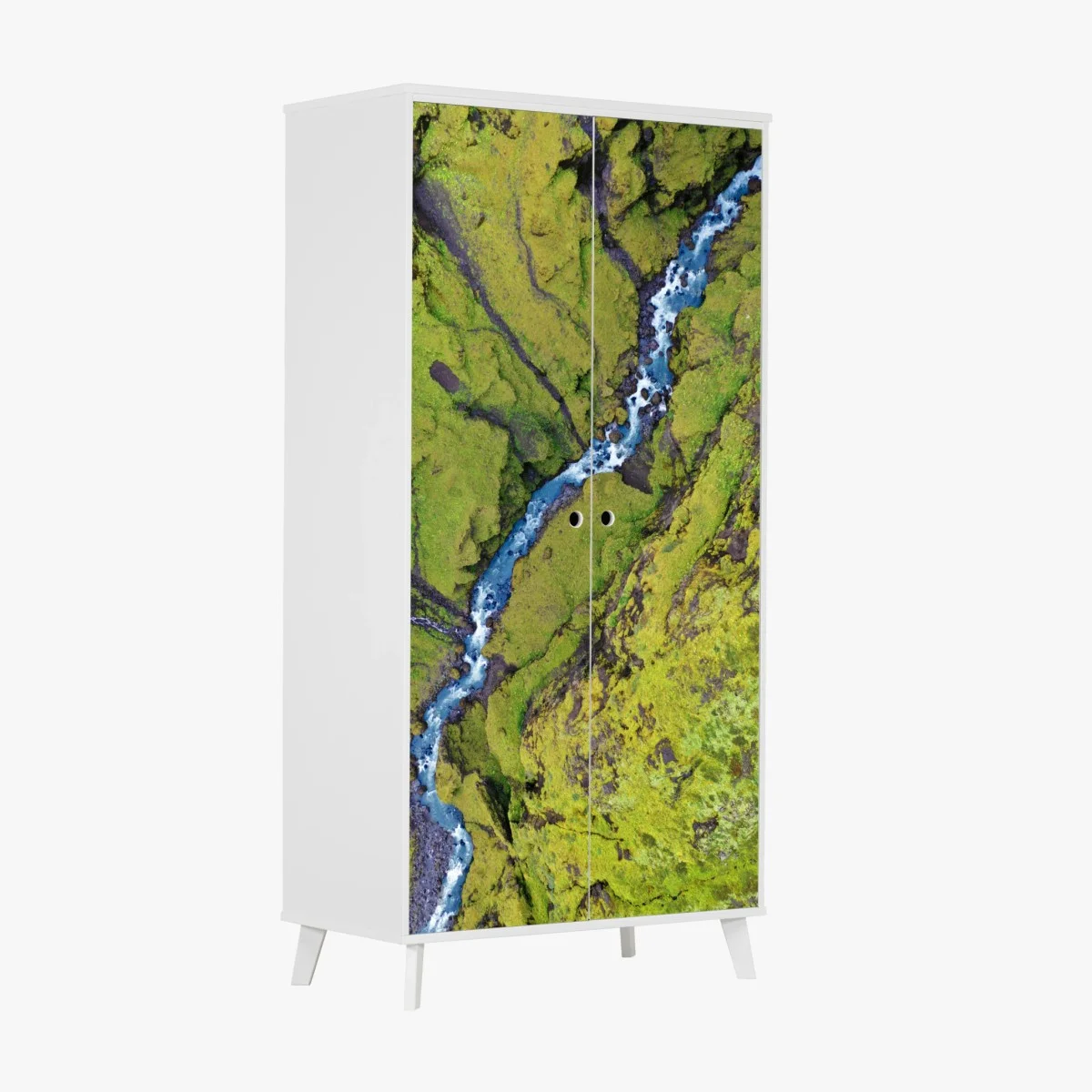 Wardrobe sticker aerial river through mossy canyon • Wallissimo® Wardrobe sticker aerial river through mossy canyon • Wallissimo®