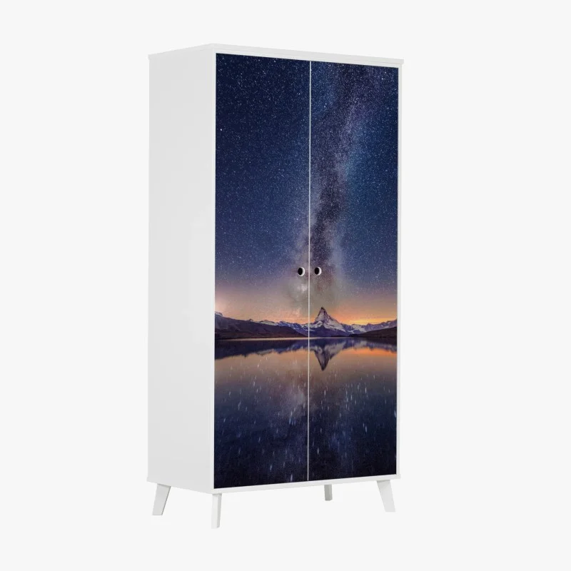 Wardrobe sticker milky way over alpine peak reflected in a tranquil lake