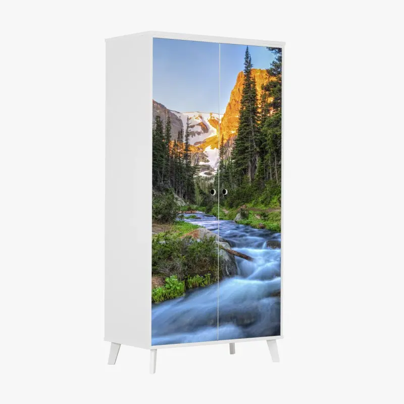 Wardrobe sticker golden peak over alpine creek