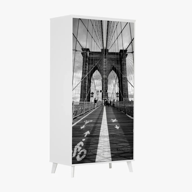 Wardrobe sticker Brooklyn Bridge perspective in monochrome