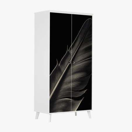 Wardrobe sticker delicate feather study in monochrome • Wallissimo®