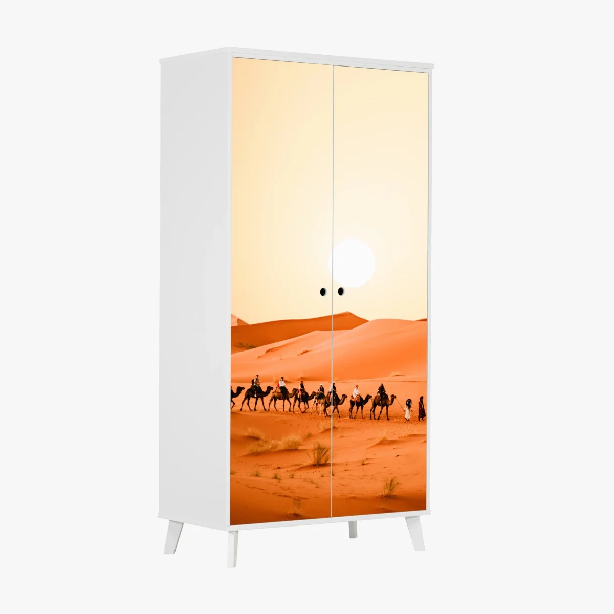Wardrobe sticker sunset camel caravan over desert dunes • Wallissimo® Wardrobe sticker sunset camel caravan over desert dunes • Wallissimo®