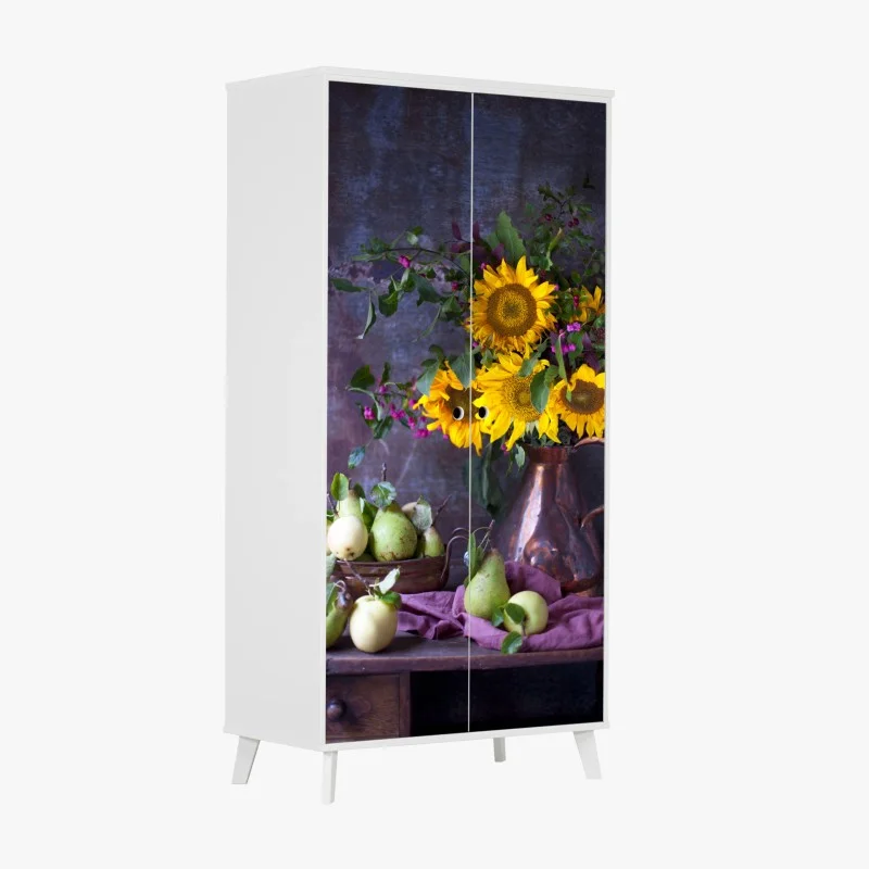 Wardrobe sticker sunflowers and pears still life