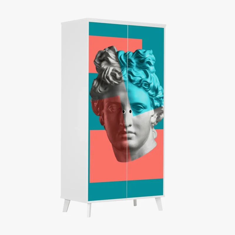 Wardrobe sticker duotone classical bust collage