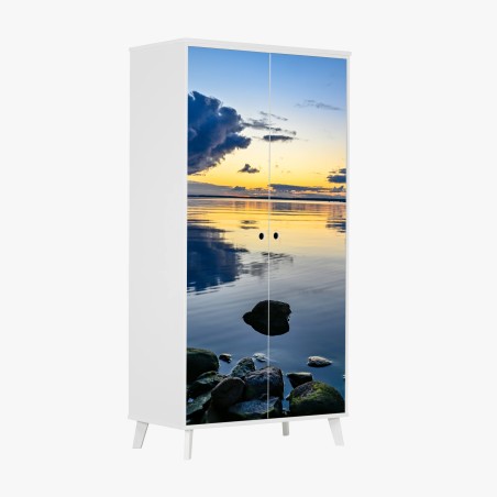 Wardrobe sticker serene coastal sunset reflection • Wallissimo®