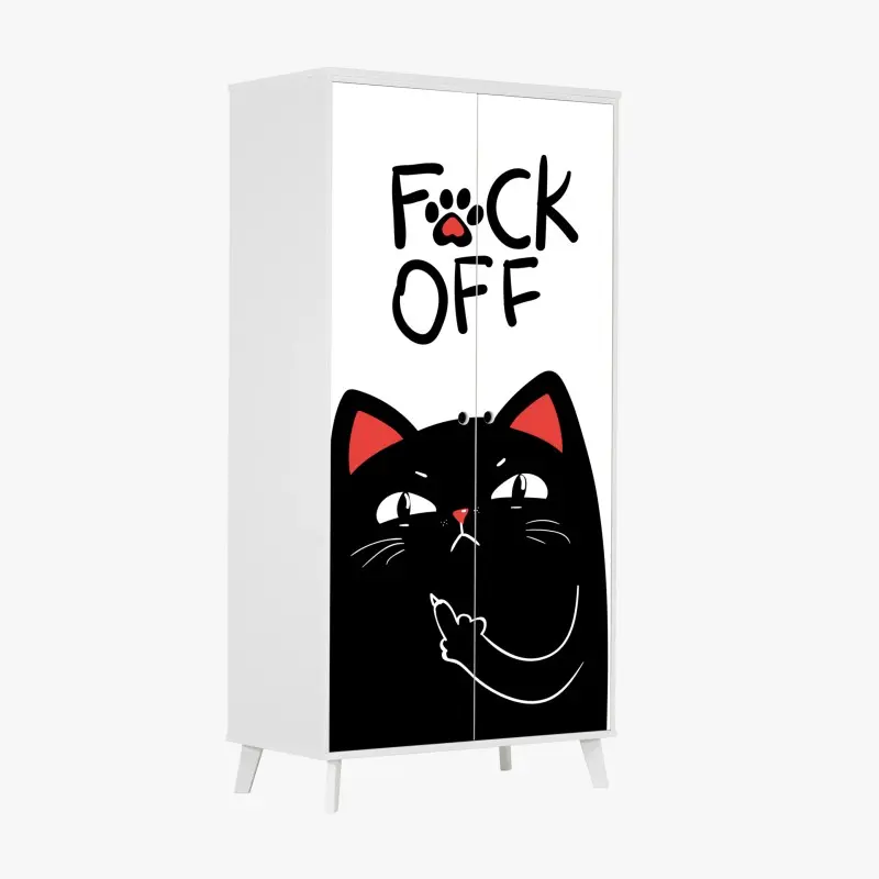 Wardrobe sticker sassy black cat with attitude