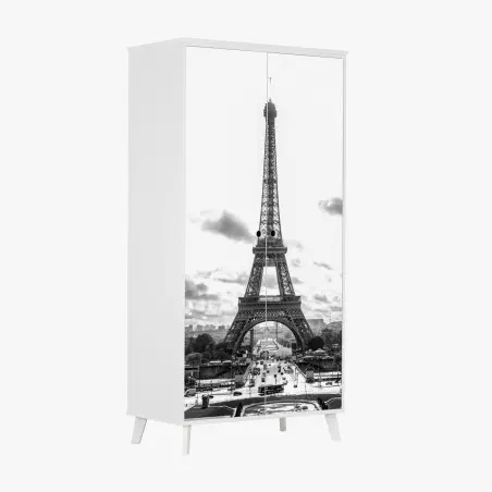 Wardrobe sticker Paris Eiffel Tower in monochrome • Wallissimo®