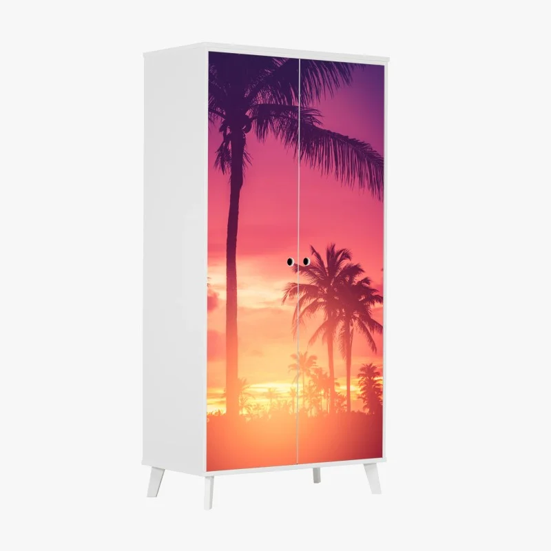 Wardrobe sticker tropical sunset palm silhouettes