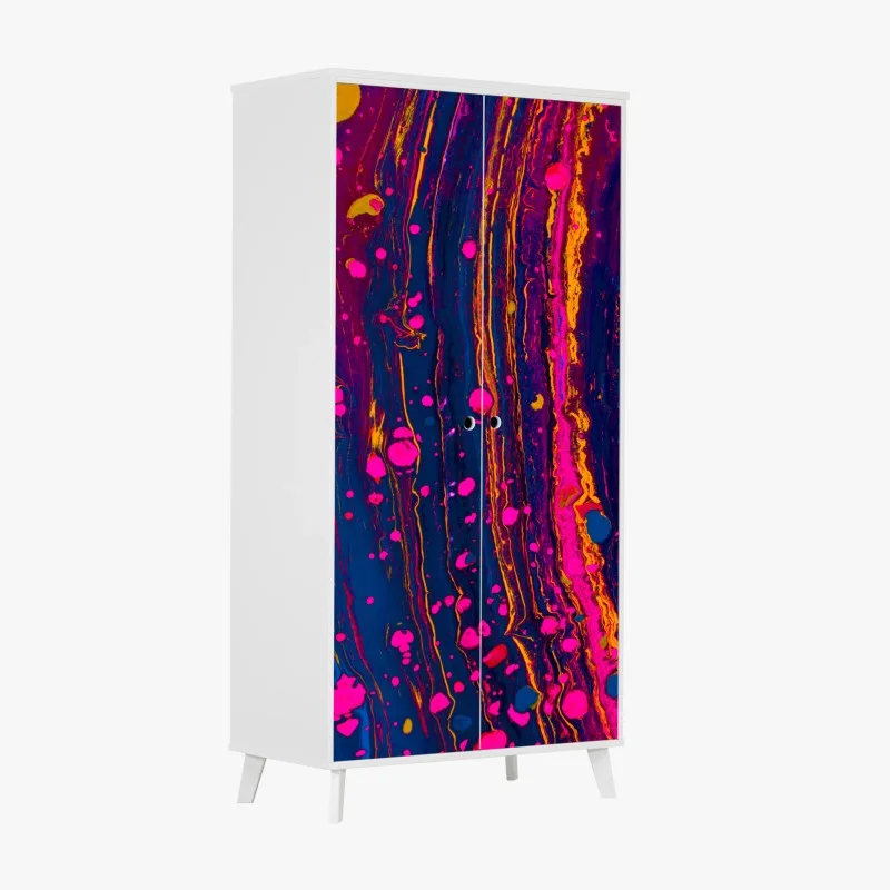 Wardrobe sticker neon marbled abstract wall art