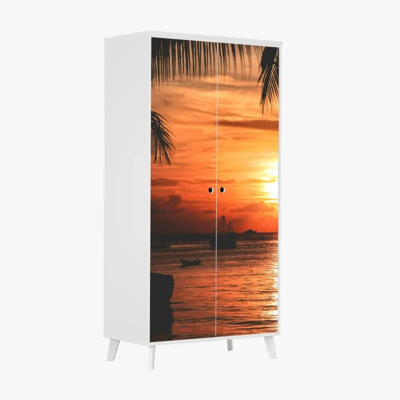 Wardrobe sticker abstract architectural facade pattern • Wallissimo®