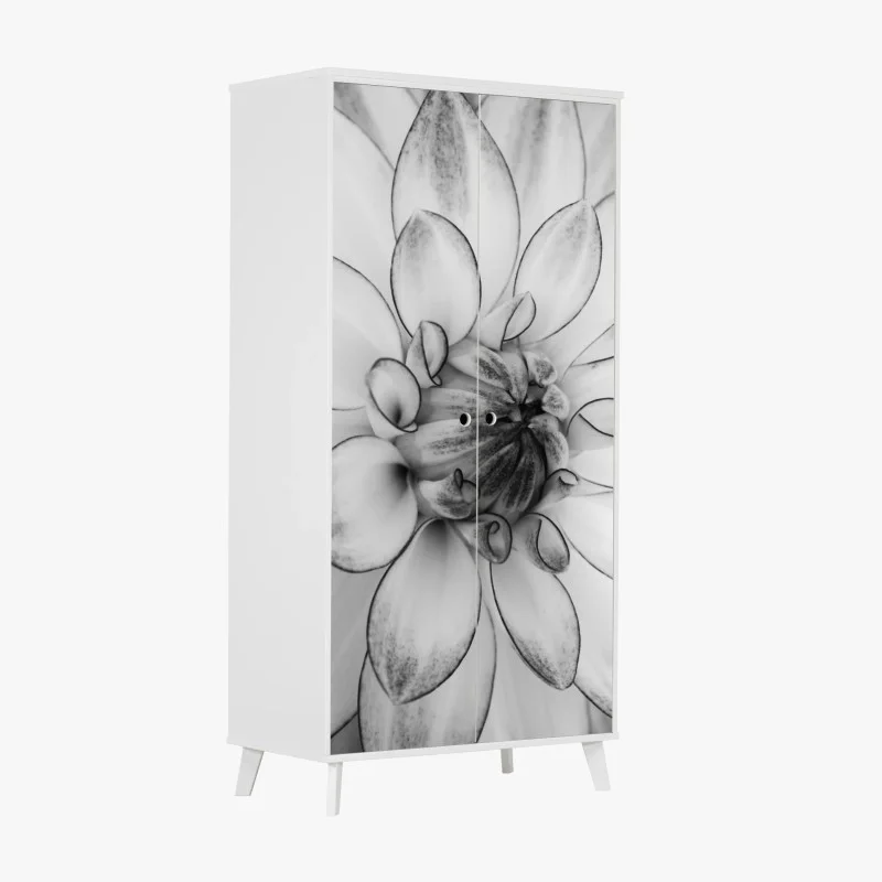 Wardrobe sticker monochrome dahlia close-up