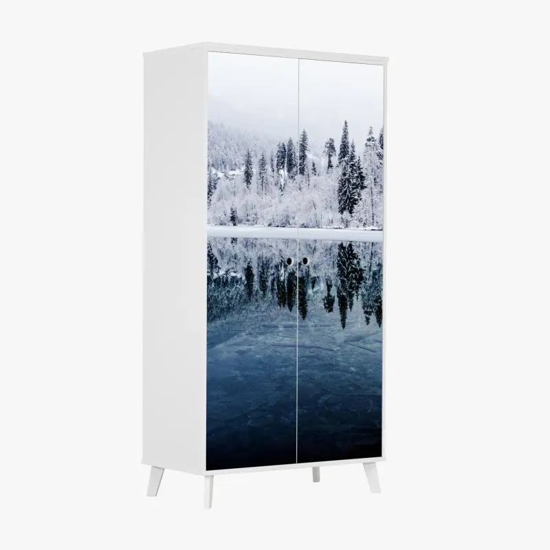 Wardrobe sticker pastel eucalyptus leaf pattern • Wallissimo®