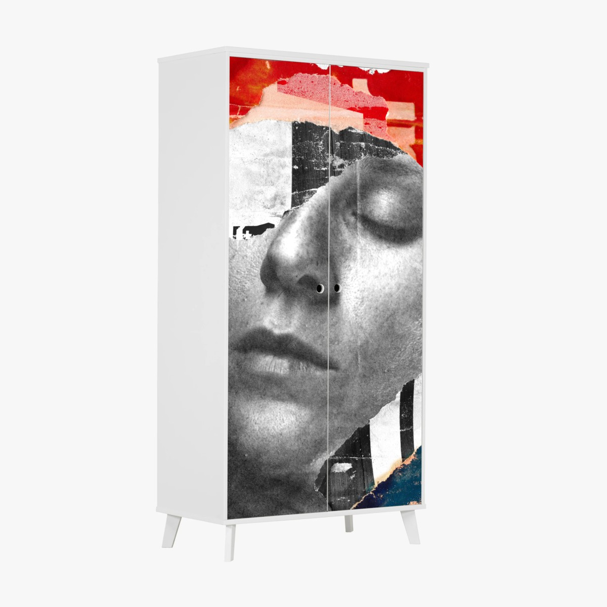 Wardrobe sticker torn portrait collage • Wallissimo® Wardrobe sticker torn portrait collage • Wallissimo®