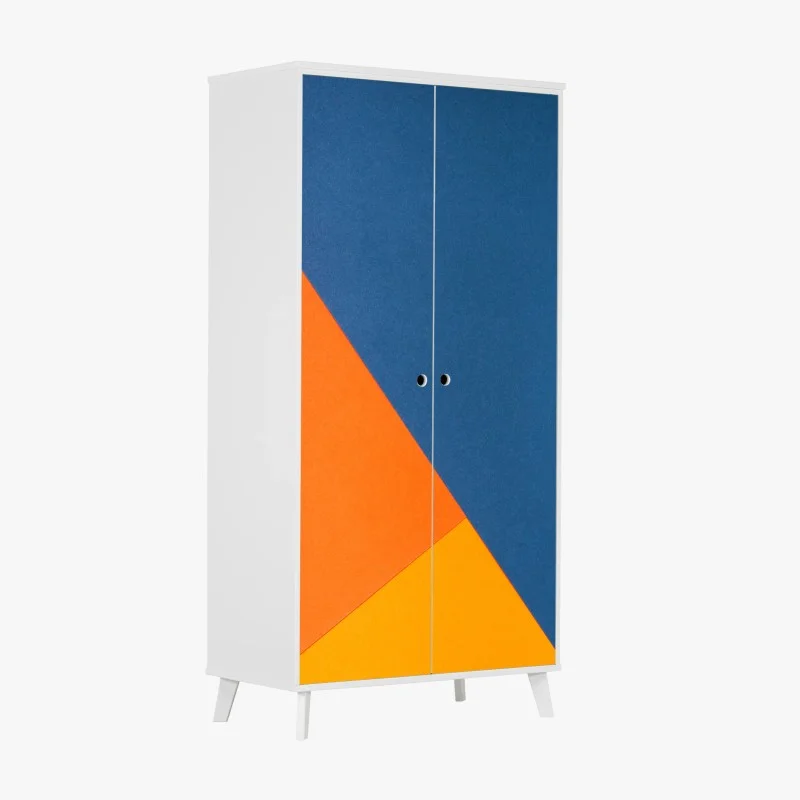 Wardrobe sticker bold geometric composition in blue and orange