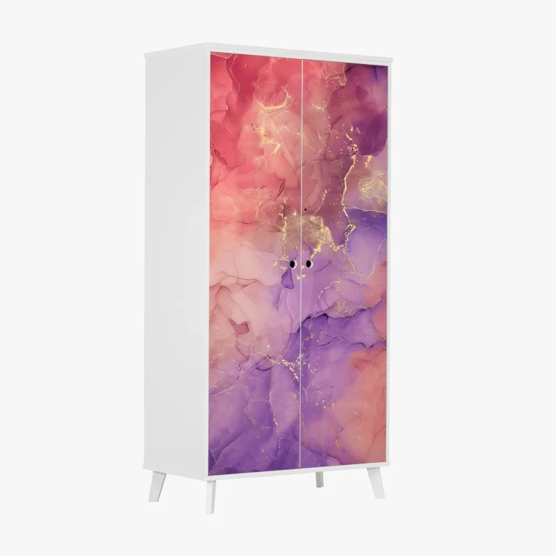 Wardrobe sticker ethereal pink and purple marble art