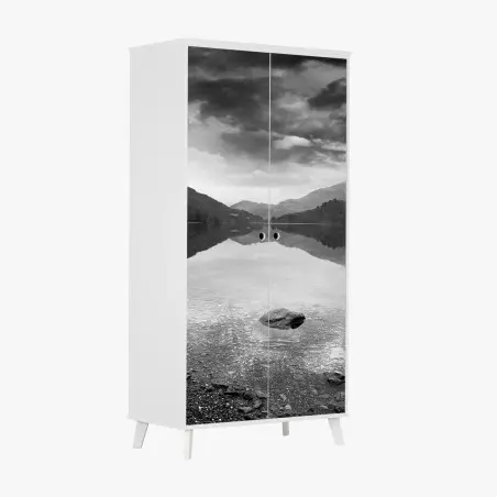 Wardrobe sticker serene mountain lake reflection • Wallissimo®